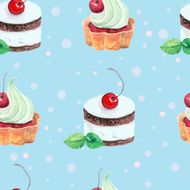 vector watercolor sweets seamless pattern