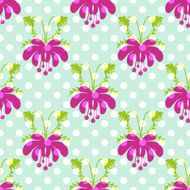 Seamless cartoon flowers pattern polka dot background N2