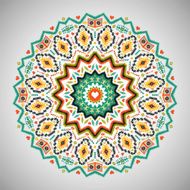 Ornamental round colorful geometric pattern in aztec style N6