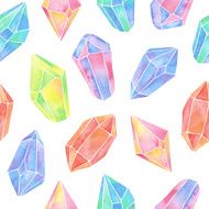 Watercolor gem seamless pattern