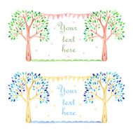 Cards with watercolor tree and garland