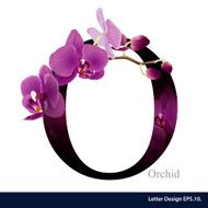 Letter O vector alphabet with orchid flower ABC concept N2