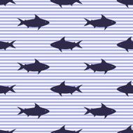 Seamless pattern with sharks and stripes