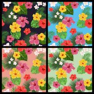 Set of tropical floral seamless patterns N2