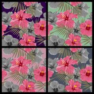 Set of tropical floral seamless patterns N3