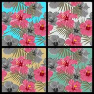 Set of tropical floral seamless patterns N4