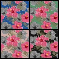 Set of tropical floral seamless patterns N5