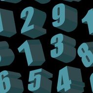 Digits on black background Vector seamless pattern N2