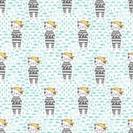 kitten pirate vector seamless pattern