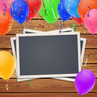 Celebration background with photo frames and balloons