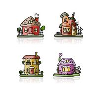 Set of houses sketch for your design N8