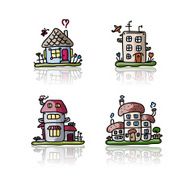 Set of houses sketch for your design N9