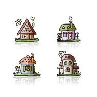 Set of houses sketch for your design N10
