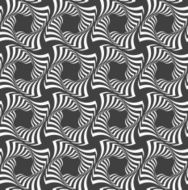 Alternating black and white wavy striped crosses in row