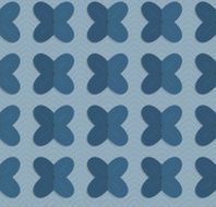 Retro fold blue four pedal flowers on waves