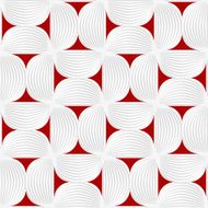 3D white striped semi circles with red