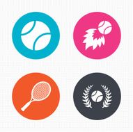 Tennis ball and racket icons Laurel wreath