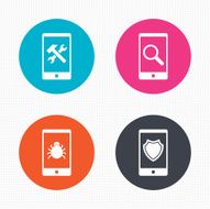 Smartphone icons Shield protection repair bug