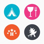 Food hotel camping tent and tree signs N3