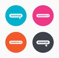 Register with hand pointer icon Mouse cursor N3