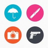 Gun weapon Knife umbrella and photo camera N4