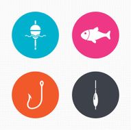 Fishing icons Fish with fishermen hook symbol N8