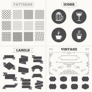 Drinks signs Coffee cup glass of beer icons N19