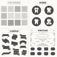Dental care icons Caries tooth and implant N8