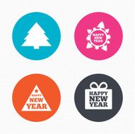 Happy new year sign Christmas trees N5