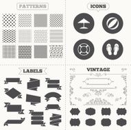Beach holidays icons Umbrella and sandals N6