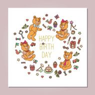 Vector illustration Teddy bear with white flower