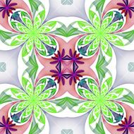Fabulous symmetrical pattern of the petals Green and purple palette