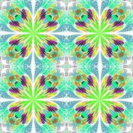 Multicolored symmetrical pattern in stained-glass window style N5