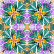 Multicolored symmetrical pattern in stained-glass window style N6
