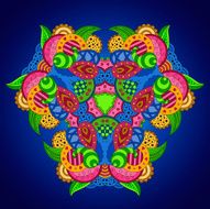 Colorful mandala on dark blue background