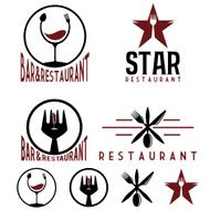 set of vintage cafe and restaurant emblems