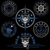 vintage labels with boat captain skull wheel anchor and lifebuoy N4
