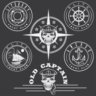 vintage labels with boat captain skull wheel anchor and lifebuoy N6