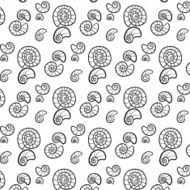 Black and white Seashell illustration aqua