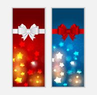 Abstract Glossy Star Background with Bow and Ribbon Vector Illus N4