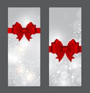 Abstract Glossy Star Background with Bow and Ribbon Vector Illus N6