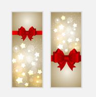 Abstract Glossy Star Background with Bow and Ribbon Vector Illus N11