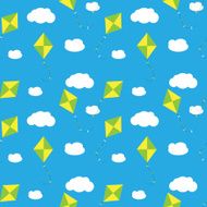 Sky Dragon and Cloud Seamless Pattern Background Vector Illustra