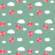 Sky Dragon and Cloud Seamless Pattern Background Vector Illustra N2