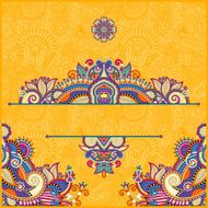 yellow invitation card with neat ethnic background royal orname