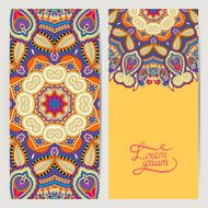 yellow decorative label card for vintage design ethnic pattern N2