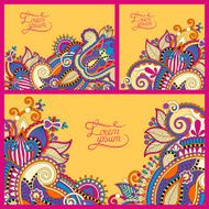 set of floral yellow background template frame design for card