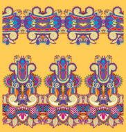 seamless ethnic floral paisley stripe pattern border set yello