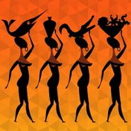 Silhouette of African woman on the polygon background