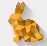 Flat design polygon of golden Easter Bunny Vector illustration
